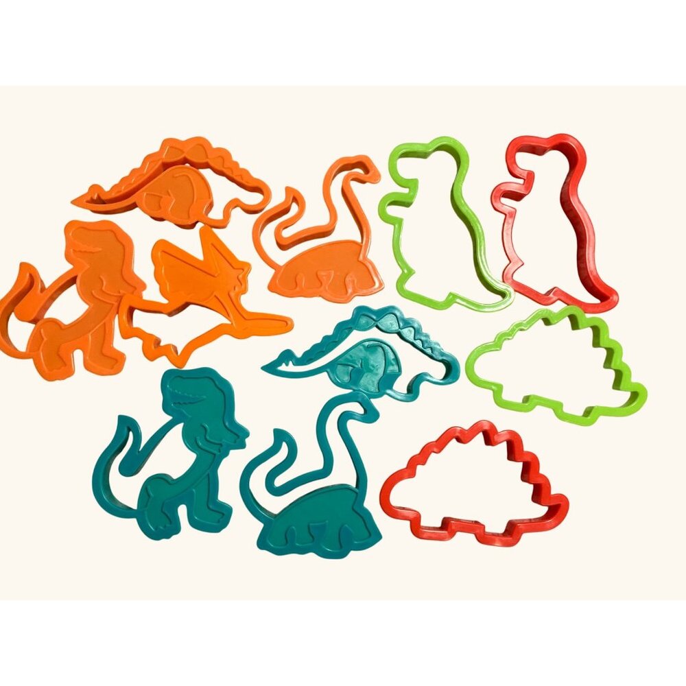 Dinosaur-Themed Cookie Cutter Set Plastic for Cookie Making or Play-Doh Fun